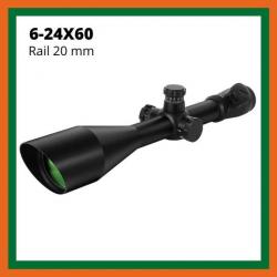 Lunette de visée 6-24X60 - Rail 20 mm - Grande portée - Livraison gratuite et rapide