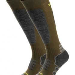 Lot de 2 paires de chaussettes de chasse et trekking (Couleur: vert, Taille: 42-44)