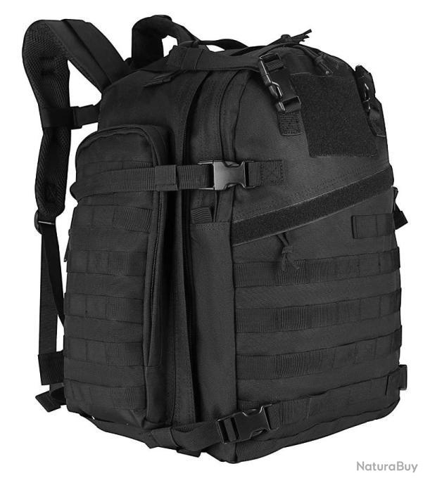Sac à Dos Tactique Militaire Imperméable Noir – Randonnée Camping, Nylon, Léger Avec Ceinture