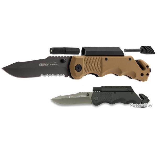 Couteau pliant tactique / survie-K25 Tan