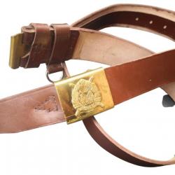 Ceinturon en cuir armée roumaine - Longueur : 120 cm ( Epoque Pacte de Varsovie)