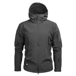 Veste capuche tactique molletonnée imperméable homme coupe-vent manteau Chasse Hiver Automne GRAY