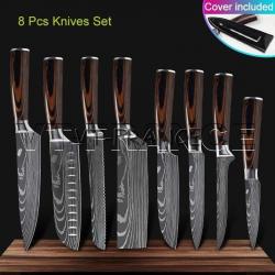 Set Couteau Japonais Pro Santoku Style Damas, Modele: 8pcs-set 1