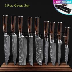 Set Couteau Japonais Pro Santoku Style Damas, Modele: 9pcs-Set 1
