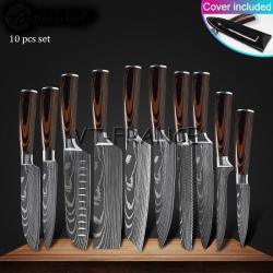 Set Couteau Japonais Pro Santoku Style Damas, Modele: 10pcs-Set 1