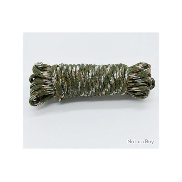 Corde diamtre 4mm, 7 brins, 15 mtres - couleur camo - LIVRAISON OFFERTE