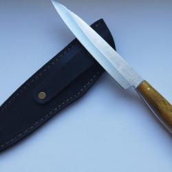 Couteau Artisanal de Gaucho Argentin Manche Bois Lame Ac. Inox Lg Totale 22cm Personnalisable Cadeau