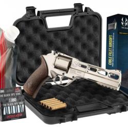 Pack Airsoft revolver CO2 CHIAPPA RHINO 60DS + Co2 + billes + douilles CNC + cible + mallette