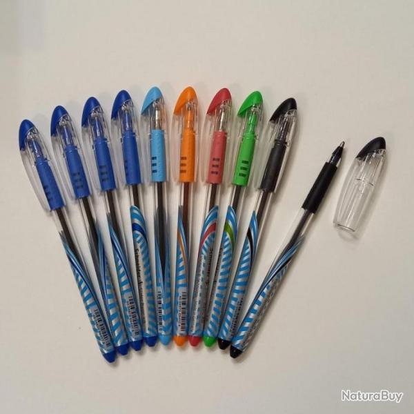Lot de 10 stylos, 6 couleurs diffrentes schneider basic, un stylo qui glisse