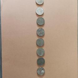 Lot de pièces de 10 francs :  1988 / 1982 / 1984 / 1985 /1983 /1987