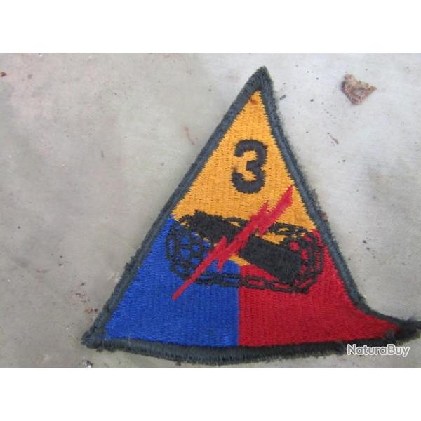 patch 3  division blinde ww2 US insigne deuxime guerre amricain GI dbarquement Europe