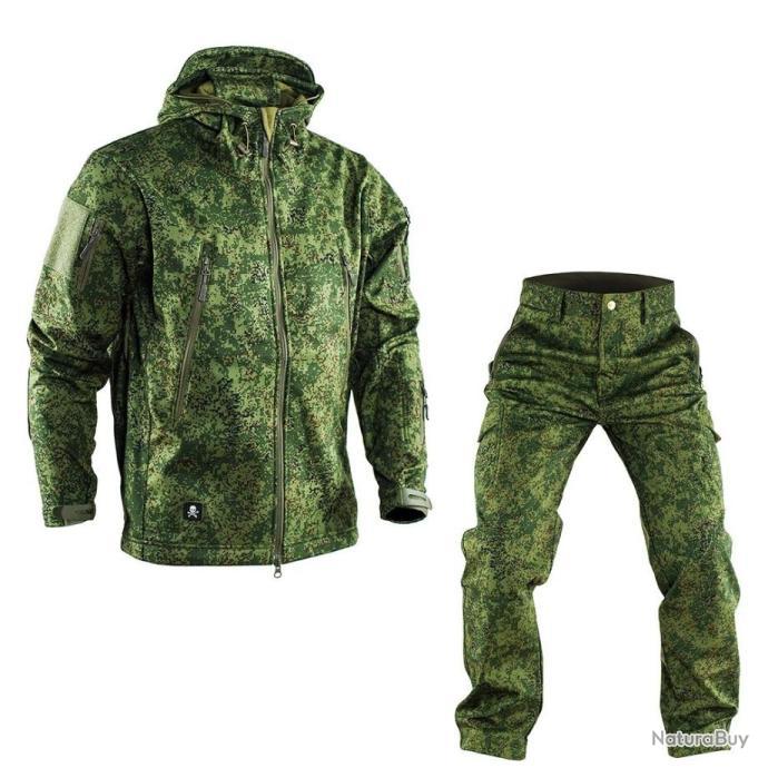 Ensemble Tenue Militaire Tactique RU Camouflage Veste Pantalon