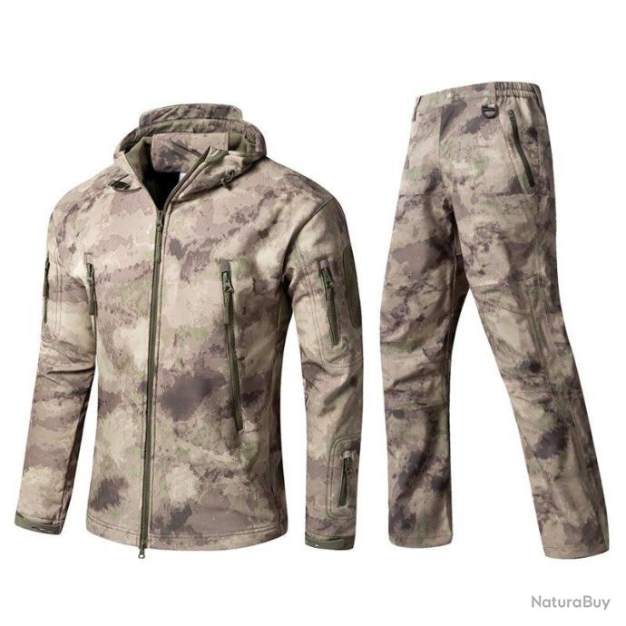 Ensemble Tenue Militaire Tactique AT Camouflage Veste Pantalon Uniforme Vêtement  Chaud Chasse Neuf - Tenues complètes de Chasse (9563923)