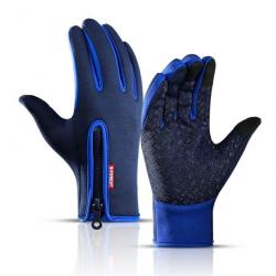 Gants Unisexe Écran Tactile Chaud Hiver Antidérapante et Confortable Camping Randonnée Bleu 1 Neuf