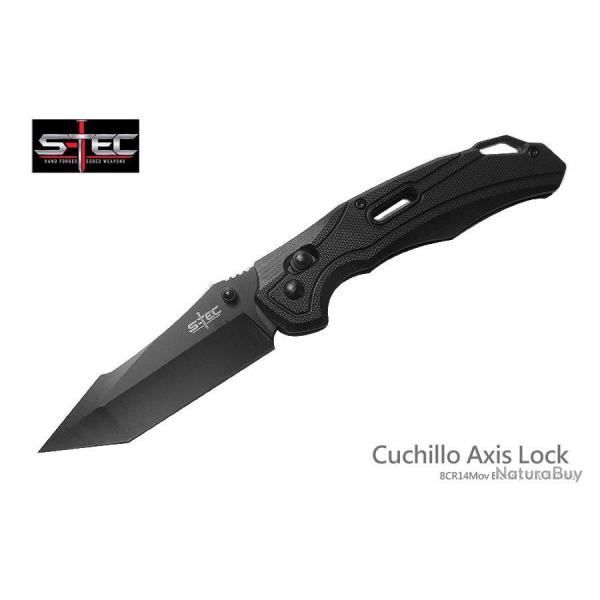 Couteau Tactical S-TEC Rapid Lock Black Manche G10 Lame Tanto Acier 8Cr14MoV Clip STTS034