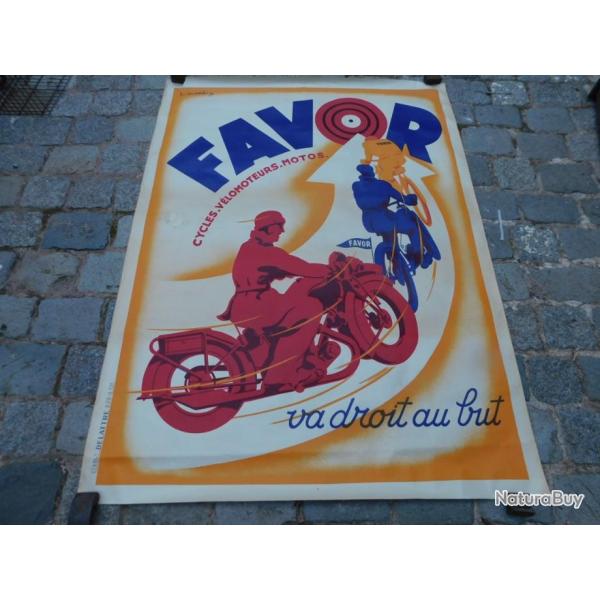 AFFICHE ANCIENNE FAVOR CIRCA 1925 : CYCLES - VELOMOTEURS - MOTOS / ORIGINAL