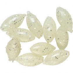 Perles ovale Daiwa siliconées - Par 15 - Argent phospho pailleté
