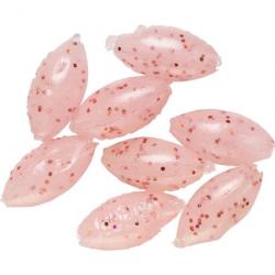 Perles ovale Daiwa siliconées - Par 15 - Rouge phospho pailleté