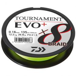 Tresse Daiwa Tournament 8 Braid Evo+ 135 m / Chartreuse / 0.08 mm - 135 m / Chartreuse / 0.10 mm