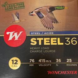 Cartouches de chasse Winchester Steel 36g 12/76 haute performance par 25
