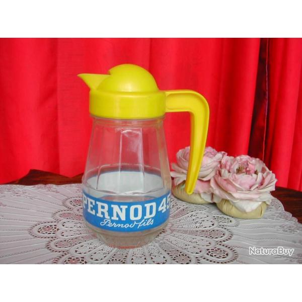 PERNOD 45 Carafe Pot  Eau Vintage 70' en Verre Pernod Fils