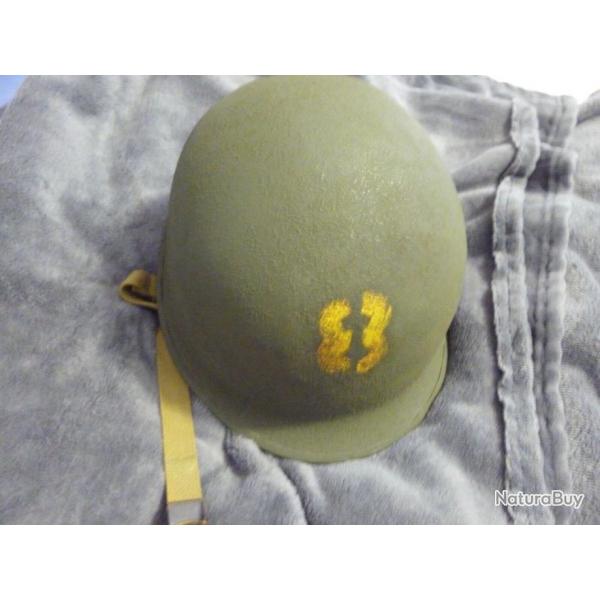 CASQUE + LINER US M1 WW2 39/45 FIRESTONE AVEC JUGULAIRE + DECAL VETERAN off WAR