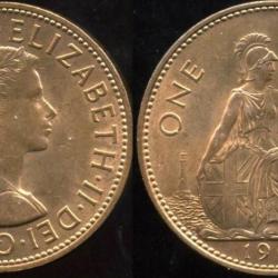 Pièce collection Bronze One Penny (1 PENNY) à l'Effigie de la Reine ELIZABETH ll D'ANGLETERRE 1967