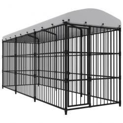 Chenil extérieur cage enclos parc animaux chien d'extérieur avec toit pour chiens 450 x 150 x 210 c