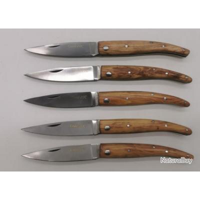 lot de 5 Couteaux POCHE COUTELDOC manche en bois d'olivier  ref R4 avec gravure prénom offert 21cm