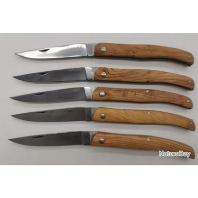 lot de 5 Couteaux POCHE COUTELDOC manche en bois d'olivier  ref k2 avec gravure prénom offert 21cm j