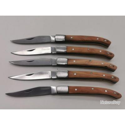 lot de 5 Couteaux POCHE COUTELDOC manche en bois d'olivier ref 14 avec gravure prénom offert 16 cm r