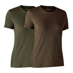 Lot de 2 t-shirts basiques femmes marron/vert Deerhunter