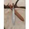 petites annonces chasse pêche : *dague de chasse lame 28cm en acier manche en bois tête sanglier gravé 40.5cm avec etui m