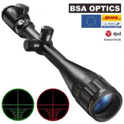 Lunette Bsa Optics 6-24x50 Aoe Tactique Fusil Point vert au Rouge Sniper Chasse Airsoft Rail 11/22MM