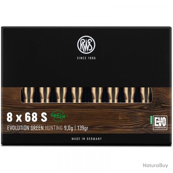 Munitions RWS calibre 8x68 S Evo Green 139gr - 9g x20