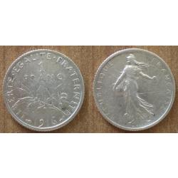 France 1 Franc 1916 Semeuse Piece Argent Francs