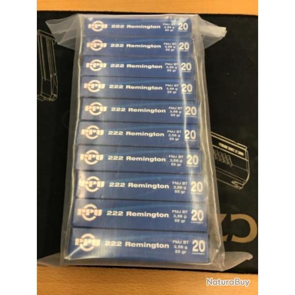 Munition partizan 222r PPU 55gr fmj par 1000