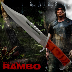 Couteau Rambo III Standard Edition Lame Acier Inox Manche Bois Etui Cuir Version NON NUMEROTée 001