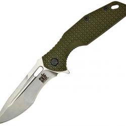 Couteau SKIF Knives Defender Olive Manche G10 Lame Acier 9Cr18MoV IKBS Framelock Clip SKF423SEG