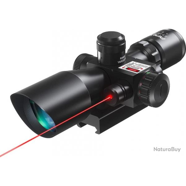lunettes de tir Optique de Rifle 2.5-10x40ER Chasse Rouge/Vert Riflescope Laser avec Red Dot