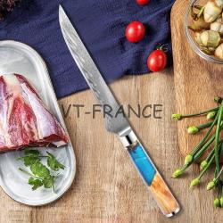 Couteau Cuisine Pro Lame Damas Japon 67 Couches, Modele: Desosseur 26cm