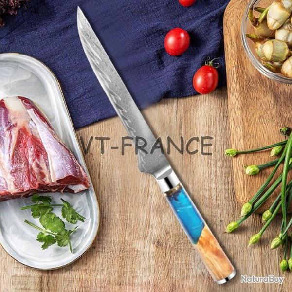 Couteau Cuisine Pro Lame Damas Japon 67 Couches, Modele: Desosseur 26cm