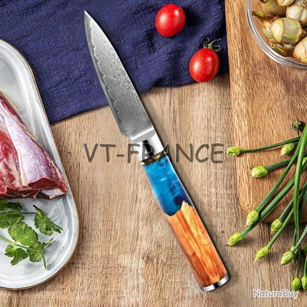 Couteau Cuisine Pro Lame Damas Japon 67 Couches, Modele: Eplucheur 20cm