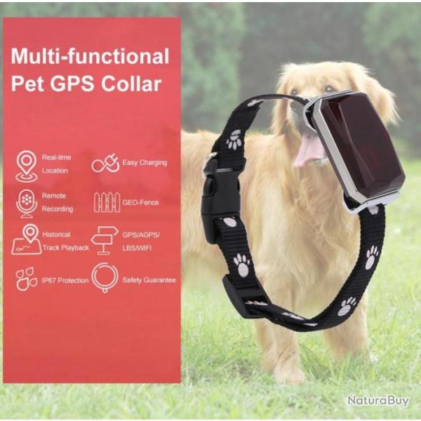 Traceur GPS pour chien et chat WIFI tanche, retrouver votre animal (1 COLLIER)