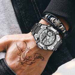 LIGE - Montre militaire, étanche avec quartz pour homme, bracelet de sport numérique, jusqu'à 50 m,