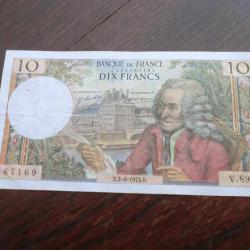 Billet France 10 Francs - Voltaire - B . 02-08-1973 . B  - Série V 892