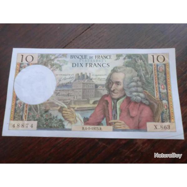 Billet France 10 Francs - Voltaire - R. 4-1-1973 . R. - Srie X 863  /  48874