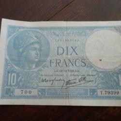 Billet France  DIX  Francs - Voltaire - LG . 14-11-1940 . LG. - Série  T 79399