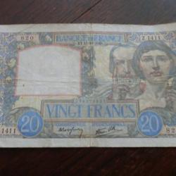Billet France  VINGT  Francs  ET . 17-10-1940 . ET. - Série  Z 1411