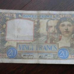 Billet France  VINGT  Francs  PJ . 11-6-1941  - Série  T 4521